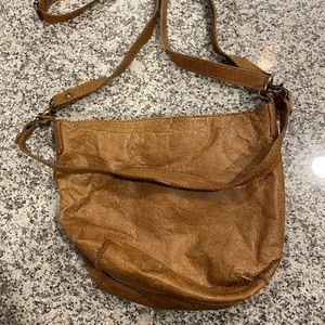 Small Leather Shoulder or Cross Body Bag - Camel/Light Tan